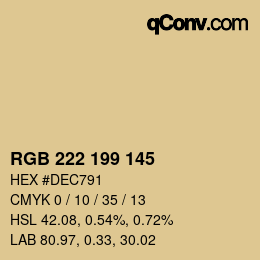 Color code: RGB 222 199 145 | qconv.com