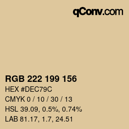 Color code: RGB 222 199 156 | qconv.com
