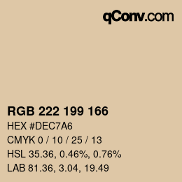 Color code: RGB 222 199 166 | qconv.com
