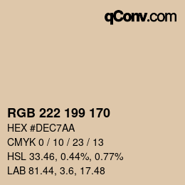 Color code: RGB 222 199 170 | qconv.com