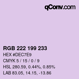 Color code: RGB 222 199 233 | qconv.com