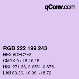 Color code: RGB 222 199 243 | qconv.com