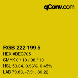 Color code: RGB 222 199 5 | qconv.com