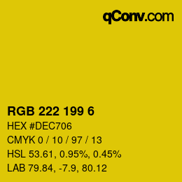 Color code: RGB 222 199 6 | qconv.com
