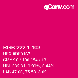 カラーコード: RGB 222 1 103 | qconv.com