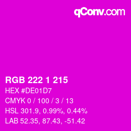 Color code: RGB 222 1 215 | qconv.com