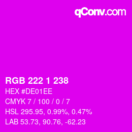 カラーコード: RGB 222 1 238 | qconv.com