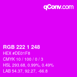 カラーコード: RGB 222 1 248 | qconv.com
