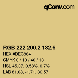 カラーコード: RGB 222 200.2 132.6 | qconv.com
