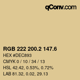 カラーコード: RGB 222 200.2 147.6 | qconv.com