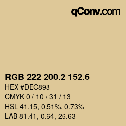 カラーコード: RGB 222 200.2 152.6 | qconv.com
