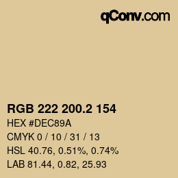 カラーコード: RGB 222 200.2 154 | qconv.com
