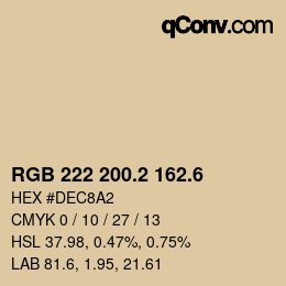 カラーコード: RGB 222 200.2 162.6 | qconv.com