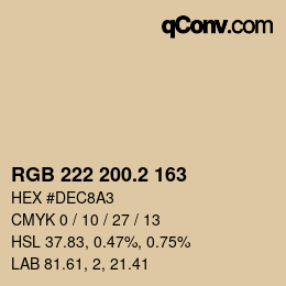 カラーコード: RGB 222 200.2 163 | qconv.com