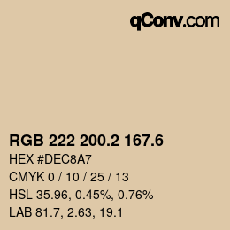 カラーコード: RGB 222 200.2 167.6 | qconv.com