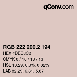 カラーコード: RGB 222 200.2 194 | qconv.com
