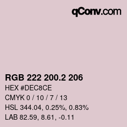 カラーコード: RGB 222 200.2 206 | qconv.com
