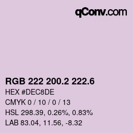 カラーコード: RGB 222 200.2 222.6 | qconv.com
