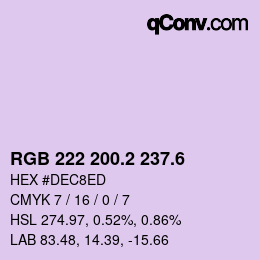 カラーコード: RGB 222 200.2 237.6 | qconv.com