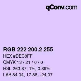 カラーコード: RGB 222 200.2 255 | qconv.com