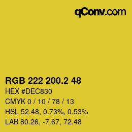 カラーコード: RGB 222 200.2 48 | qconv.com