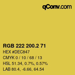 カラーコード: RGB 222 200.2 71 | qconv.com