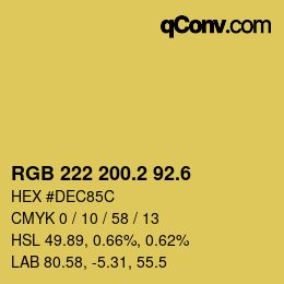 カラーコード: RGB 222 200.2 92.6 | qconv.com