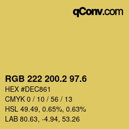 カラーコード: RGB 222 200.2 97.6 | qconv.com