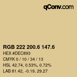 カラーコード: RGB 222 200.6 147.6 | qconv.com