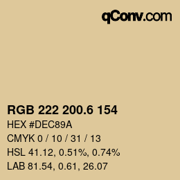 カラーコード: RGB 222 200.6 154 | qconv.com