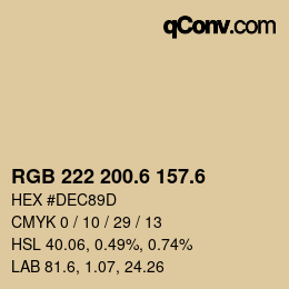 カラーコード: RGB 222 200.6 157.6 | qconv.com