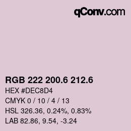 カラーコード: RGB 222 200.6 212.6 | qconv.com