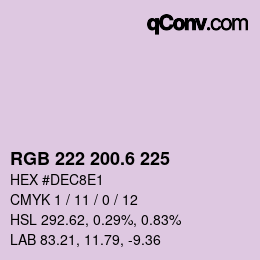 カラーコード: RGB 222 200.6 225 | qconv.com