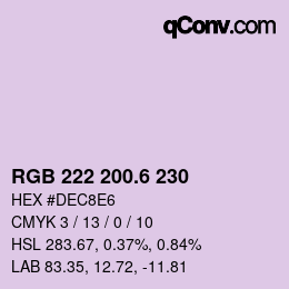 カラーコード: RGB 222 200.6 230 | qconv.com
