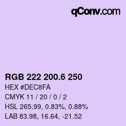 カラーコード: RGB 222 200.6 250 | qconv.com