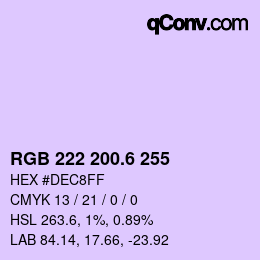 カラーコード: RGB 222 200.6 255 | qconv.com