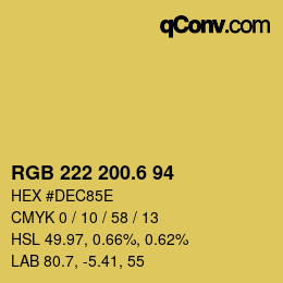 カラーコード: RGB 222 200.6 94 | qconv.com
