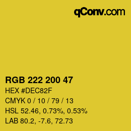 Color code: RGB 222 200 47 | qconv.com