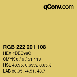 Color code: RGB 222 201 108 | qconv.com
