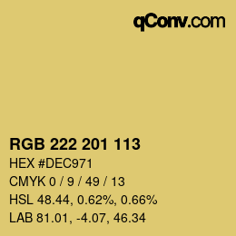 Color code: RGB 222 201 113 | qconv.com