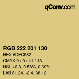 Color code: RGB 222 201 130 | qconv.com