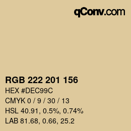 Color code: RGB 222 201 156 | qconv.com