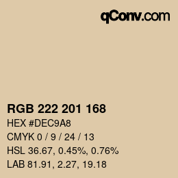Color code: RGB 222 201 168 | qconv.com