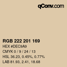 Color code: RGB 222 201 169 | qconv.com