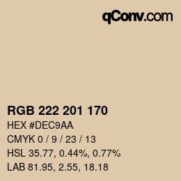Color code: RGB 222 201 170 | qconv.com