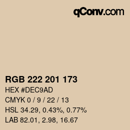 Farbcode: RGB 222 201 173 | qconv.com