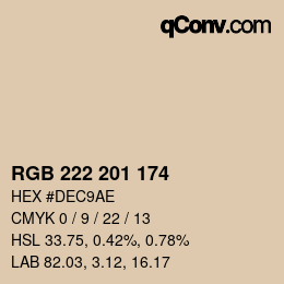 Color code: RGB 222 201 174 | qconv.com