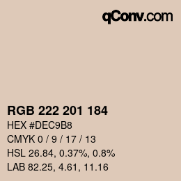 Color code: RGB 222 201 184 | qconv.com