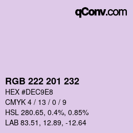 Código de color: RGB 222 201 232 | qconv.com