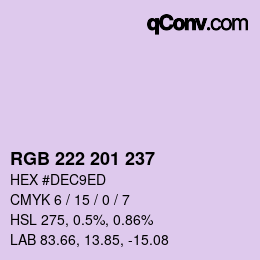 Color code: RGB 222 201 237 | qconv.com